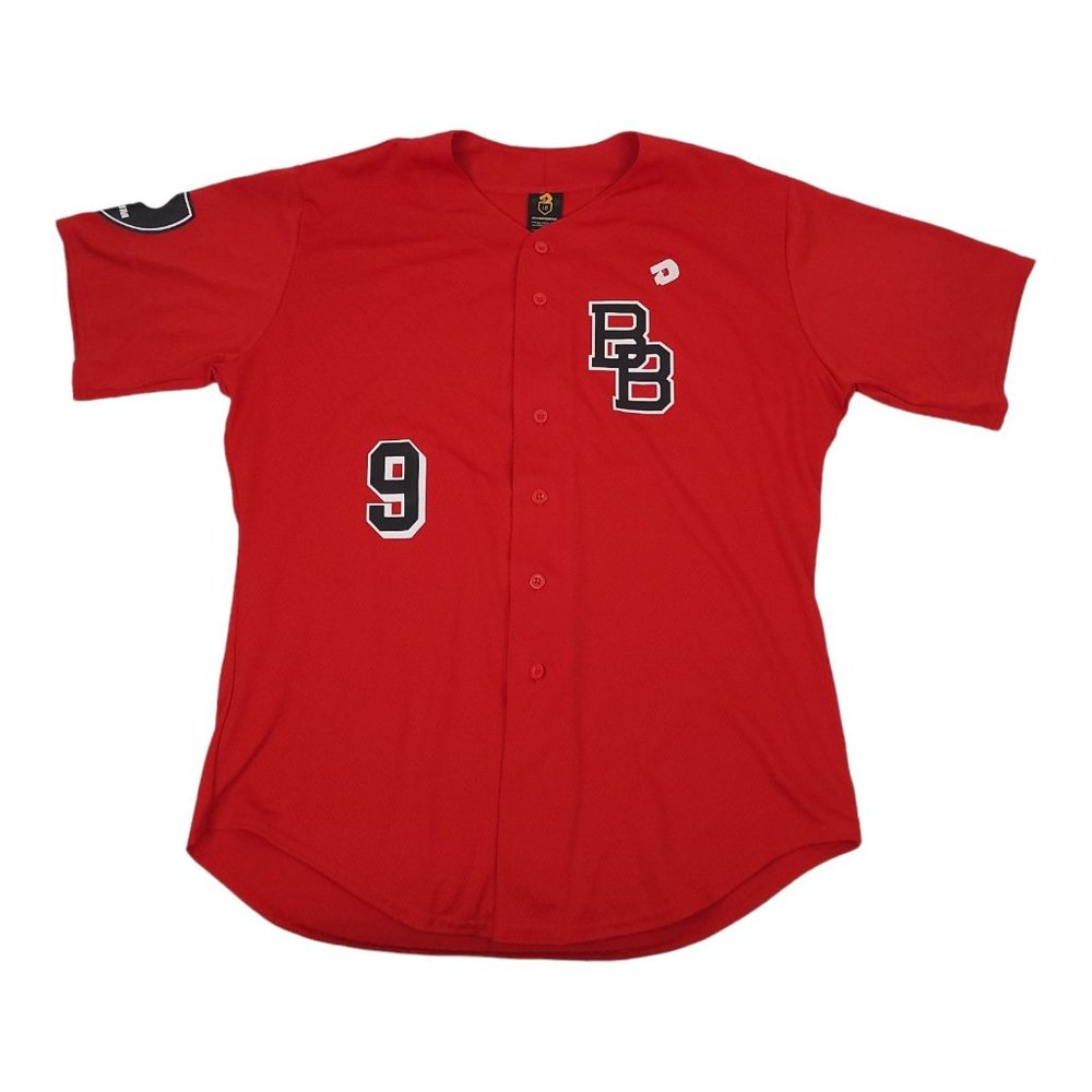 DeMarini Baseball Jersey Mens Size L Platinum Squad BB 9 Button Front Red